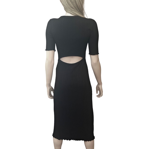 Everlane Rib Knit Short sleeve Midi Dress Keyhole Open Back Stretchy Versatile - Picture 9 of 16